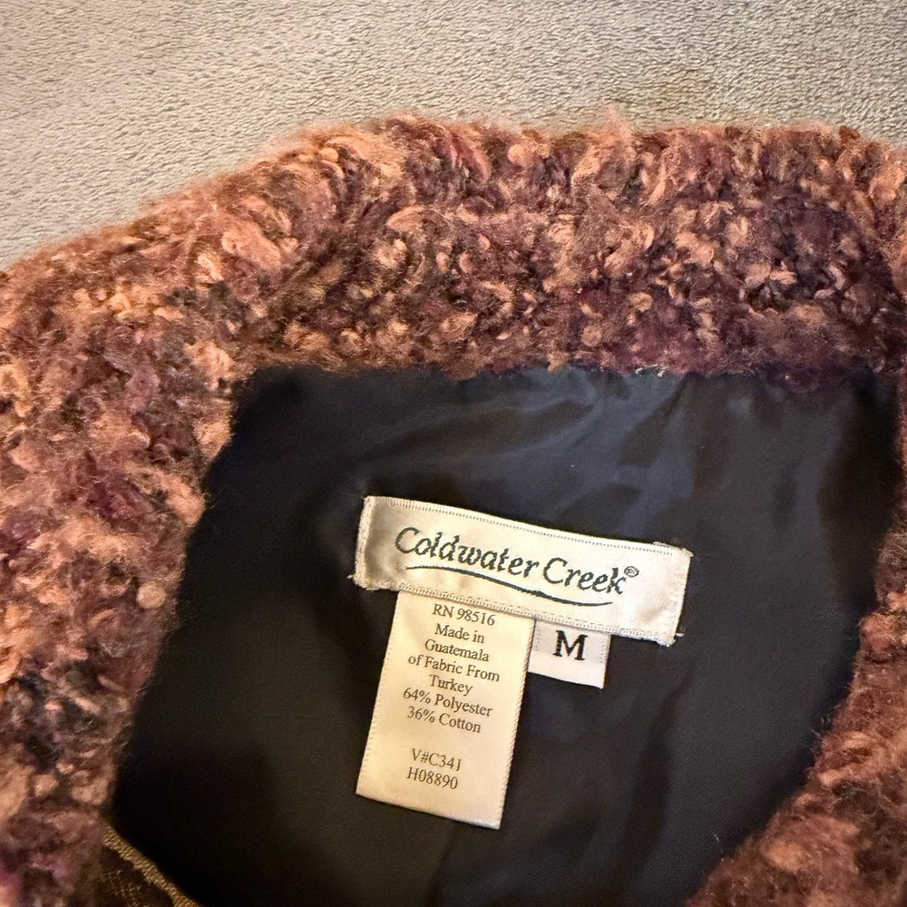 Coldwater Creek Tiger Print Tapestry Vest Fuzzy Collar Sleeveless Womens Medium - Picture 3 of 8
